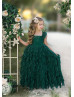 Emerald Green Stunning Long Flower Girl Dress